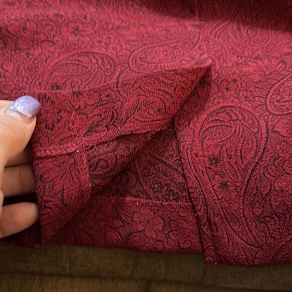 Vtg. 1990’s Just In Thyme Ltd. Red Paisley Skirt Suit with Black Lace Accents. S - Picture 11 of 12